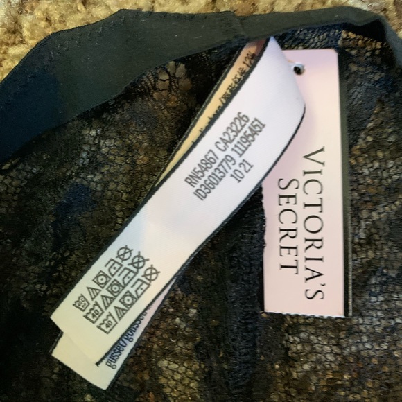 New VICTORIAS SECRET Silver Black String Bikini PANTY size M Lace back NWT - Picture 4 of 8